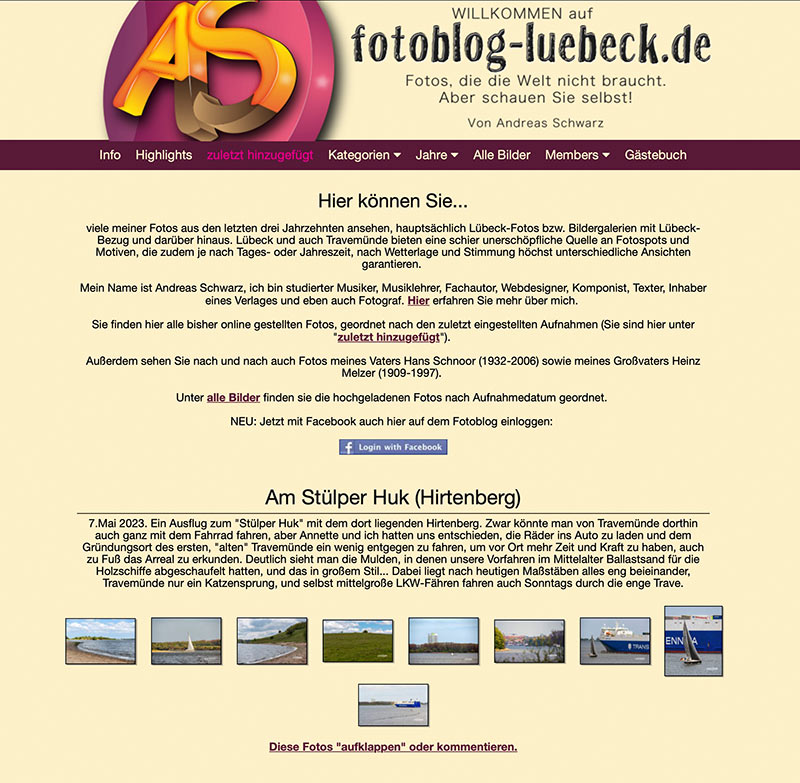 Beispielabbildung einer Webseite von Andreas Schwarz